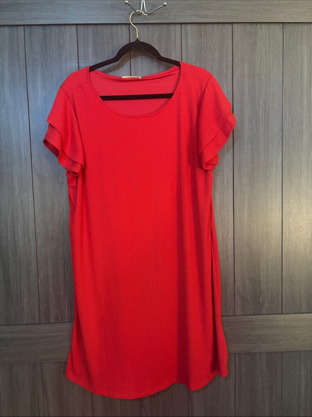 Zenana Red Short Flutter Sleeve Mini Dress Size 2X